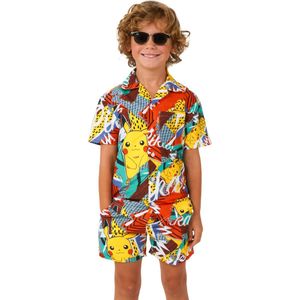 OppoSuits Kids Pika Pikachu - Jongens Zomer Set - Bevat Shirt En Shorts - Geel - Maat: EU 98/104 - 4 Jaar