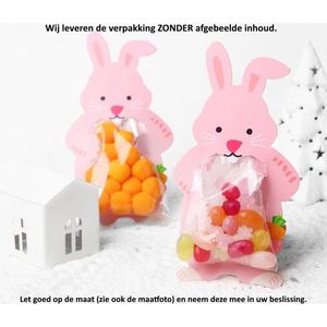 10x Uitdeelzakjes Konijn Design 6 x 11 cm - Cellofaan Plastic Traktatie Kado Zakjes - Karton - Snoepzakjes - Koekzakjes - Koekje - Cookie Bags Rabbit