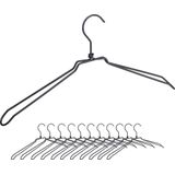 Relaxdays metalen kledinghangers - 12 stuks - zwarte kleerhangers - draadhanger - ijzer