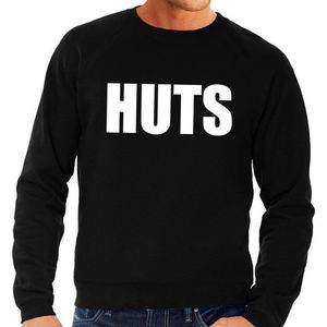 HUTS tekst sweater zwart heren - heren trui HUTS XXL