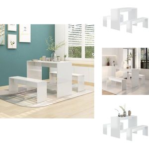 vidaXL Eethoek - Eethoeken - Eetset - Eetmeubelset - 3-delige Eethoekset bewerkt hout hoogglans wit