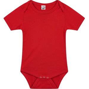 Basic rompertje rood voor babys - katoen - 240 grams - basic rode baby rompers / kleding 80 (9-12 maanden)