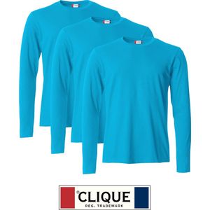 Clique 3 pack lichtgewicht T-shirt met lange mouwen Turquoise maat 3XL