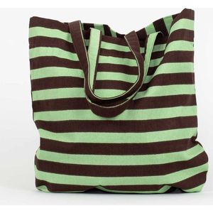A World of Craft - Randa Shopper Tas - groen/bruin gestreept - Fairtrade
