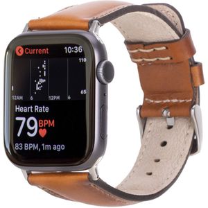 Charmant Style - Horlogebandje- Geschikt voor alle Apple Watch Series 8, Ultra, 7, 6, SE en alle eerdere versies van Apple Watch - Classic Watch strap- Bruin - 42,43,44,45 mm- Echt Leer