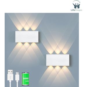 LifeStages - Wandlamp Oplaadbaar - Wandlamp Met Aanraakschakelaar - Drie Kleuren - Continue Dimmer LED - Draadloos - Magnetische Installatie Interieurdecoratie - Nachtkastje - 2 Stuks - Wit