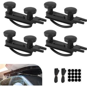 Dakdragers Universeel - Set van 4 universele dakkofferbevestigingen voor auto dakdragers met U-vormige beugels - 2 gordels - 25 mm ronde gestippelde stickers