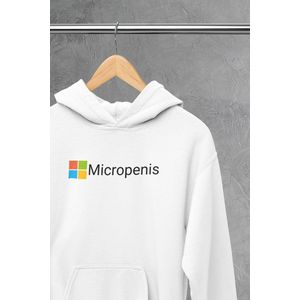 Hoodie - Micropenis - Wurban Wear | Grappige hoodie | Leuk cadeau | Unisex hoodie | Meme | Meme kleding | Viespeuk | Grappige kleding | Grappige trui | Dubbelzinnige kleding | Wit