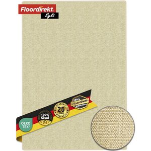 FLOORDIREKT Tapijtloper op Maat Gemaakt Sylt - Gemaakt van Sisal - Brug voor Binnenruimtes - Modern Woonvloerkleed - Ivoor - 50 x 500 cm