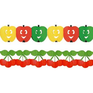 Bellatio Decorations - Gezond Fruit thema versiering thema slingers appel/kers - 3 meter per stuk