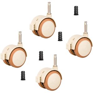 Set van 4 zwenkwielen met huls pen om 65 mm voor kinderbed wieg - met rem vrijloop stil geschikt