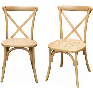 sweeek - Set van 2 houten bistrostoelen, belleville, l 48,5 x p 53,5 x h 88,5cm