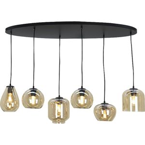 Olucia - Moderne hanglamp amber, Caia - Vorm: Ovaal