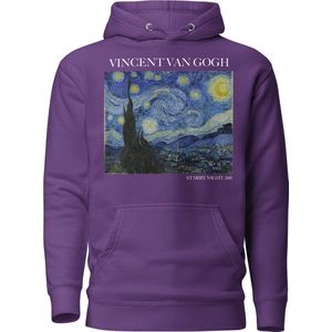 Vincent van Gogh 'Sterrennacht' (""Starry Night"") Beroemd Schilderij Hoodie | Unisex Premium Kunst Hoodie | Paars | XL
