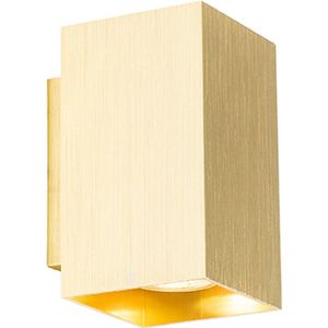 QAZQA sandy - Moderne Wandlamp Up Down voor binnen - 2 lichts - D 10 cm - Goud/messing - Woonkamer | Slaapkamer | Keuken