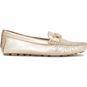 Gold classic moccasins with metal embellishment