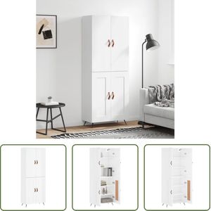 The Living Store Hoge kast - wit - 69.5 x 34 x 180 cm - opbergkast met deuren