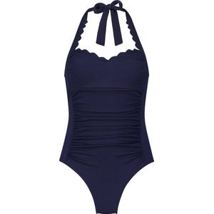 Hunkemöller Scallop halter bs o Dames Badpak - Blauw - Maat 48