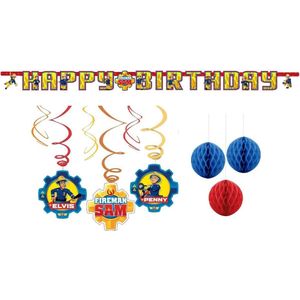 Brandweerman Sam - Versier pakket - Feestartikelen - Kinderfeest - Letter slinger - Plafond swirl hangers - Honeycombs decoratie.
