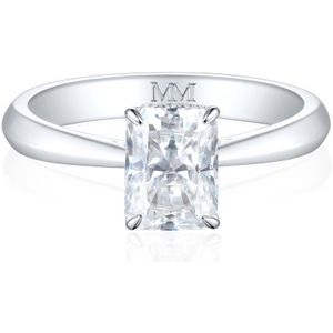 Luminara - 14k Witgouden Radiant Moissanite Verlovingsring met Hidden Halo - 1.2 karaat