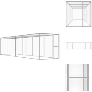 vidaXL Kattenkooi Gegalvaniseerd Staal - 6x1.5x1.5m - Afsluitbare Deur - Kooi