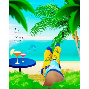 Beachlife sok | Zon, Zee, Strand | Multi-color | Maat 36-40 | Herensokken en damessokken | Leuke, grappig sokken | Funny socks that make you happy | Sock & Sock