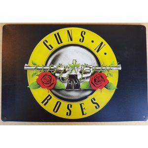 Guns and N Roses horizontaal Reclamebord van metaal METALEN-WANDBORD - MUURPLAAT - VINTAGE - RETRO - HORECA- BORD-WANDDECORATIE -TEKSTBORD - DECORATIEBORD - RECLAMEPLAAT - WANDPLAAT - NOSTALGIE -CAFE- BAR -MANCAVE- KROEG- MAN CAVE