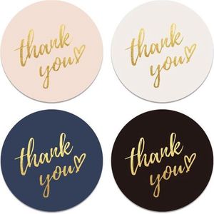 Bedankt - Sluitsticker Sticker Thank you - Gouden letters - Sluitzegel | Donkerblauw / Blauw - Zwart - Wit - Goud - Rose | Envelop - Traktatiezakje | Cadeau - Gift - Cadeauzakje - Traktatie - Kado | Leuk verpakt | Verjaardag - Feest | DH colelction