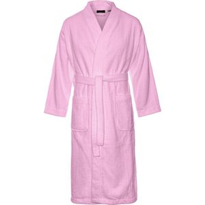 Kimono badstof katoen – lang model – unisex – badjas dames – badjas heren – sauna - lichtroze - 2XL/3XL