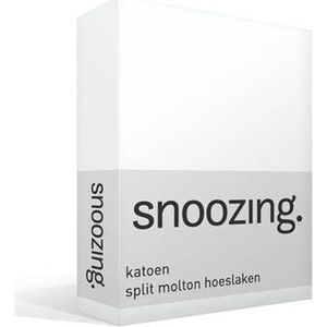 Snoozing - Katoen - Split - Molton - Hoeslaken - Lits-jumeaux - 200x200 cm - Wit