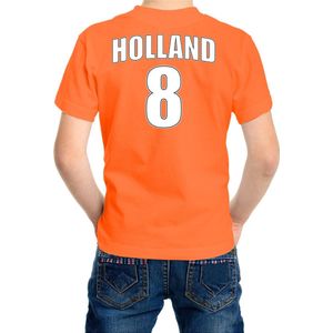 Oranje supporter t-shirt - rugnummer 8 - Holland / Nederland fan shirt / kleding voor kinderen 134/140