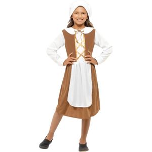 Smiffy's - Middeleeuwen & Renaissance Kostuum - Engels Koningshuis Tudor - Meisje - Bruin - Large - Carnavalskleding - Verkleedkleding