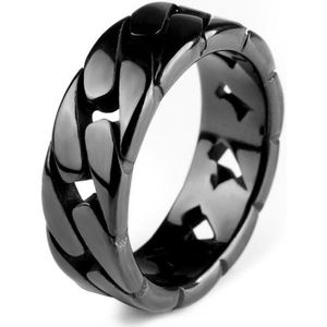 Di Lusso - Ring Lewis - Stainless Steel - Zwart - Heren - 22.00 mm