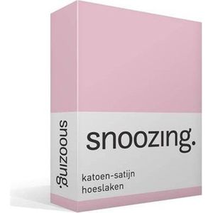 Snoozing - Katoen-satijn - Hoeslaken - Eenpersoons - 90x200 cm - Roze