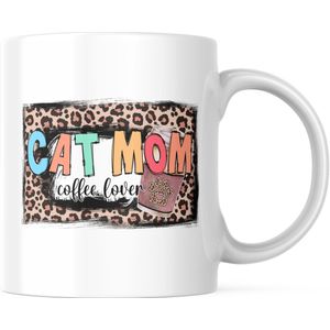 Cat Lover Mok met tekst: Cat Mom coffee lover | Katten Liefhebber | Katten Spreuk | Cadeau | Grappige mok | Koffiemok | Koffiebeker | Theemok | Theebeker