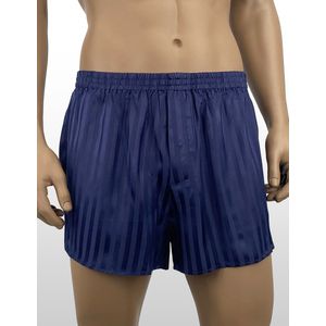 Zijden Boxershort - 100% Zijde - Exclusief Jacquard Stripe Design -Kleur Midnightblue - Maat M