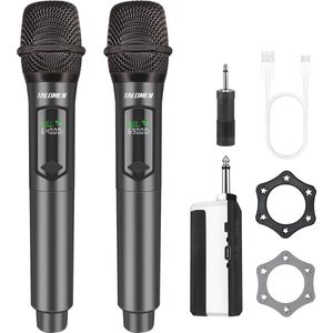Draadloze Karaoke Microfoon voor Feesten, Versterker en Meetings - Supercardioïde, Oplaadbaar, 160 Ft Bereik