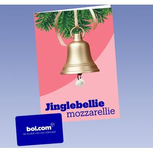 Jinglebellie Mozzarellie kerstkaart + bol cadeaubon twv 6,90