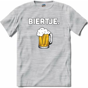 Biertje - Bier kleding cadeau - bierpakket kado idee - grappige bierglazen drank feest teksten en zinnen - T-Shirt - Dames - Donker Grijs - Gemêleerd - Maat L