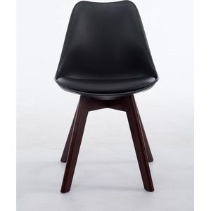 Leren vergaderstoel Roly - Zwart zwart - Zonder armleuning - Bezoekersstoel - Kantinestoel - Wachtkamerstoel - Eetkamerstoel - 47cm