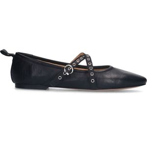 Sacha - Dames - Zwarte leren ballerina's met studs - Maat 42