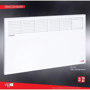 Ivigo - Convector kachel Wit 2000 watt 90 x 45 x 8 cm manueel bediening wand en staande montage mogelijk, woonhuis, Tinyhouse, chalet, verhuur, kantoor, werkruimte, behandelruimte