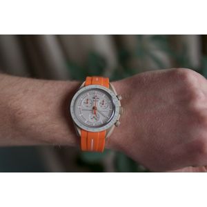 MoonSwatch horlogebandje - Oranje Wit Accent