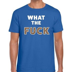 What The Fuck tijgerprint heren shirt blauw - Heren feest t-shirts M