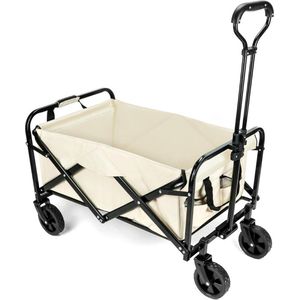 DailySupplies® Bolderkar Opvouwbaar - Bolderwagen Luchtbanden - Bolderkarren - 100kg Draagvermogen - Beige