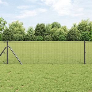 vidaXL - Gelast - Draadhek - met - 13 - Palen - Grijs - 0.4x25 - m - Staal