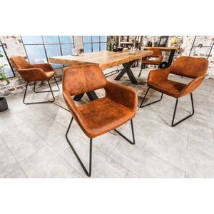 Design stoel MUSTANG antiek bruin microvezel met armleuning - 38387