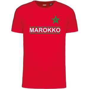 T-shirt Marokko | Rood Marokko Shirt | WK 2022 Voetbal | Marokko Supporter | Rood | maat XS