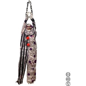 Fjesta Halloween Hangdecoratie Clown Ketting Met Licht En Geluid - Halloween Decoratie - 150cm