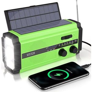 Zwengelradio AM/FM draagbare noodradio 5000 mAh oplaadbaar met led-zaklamp en SOS-alarm